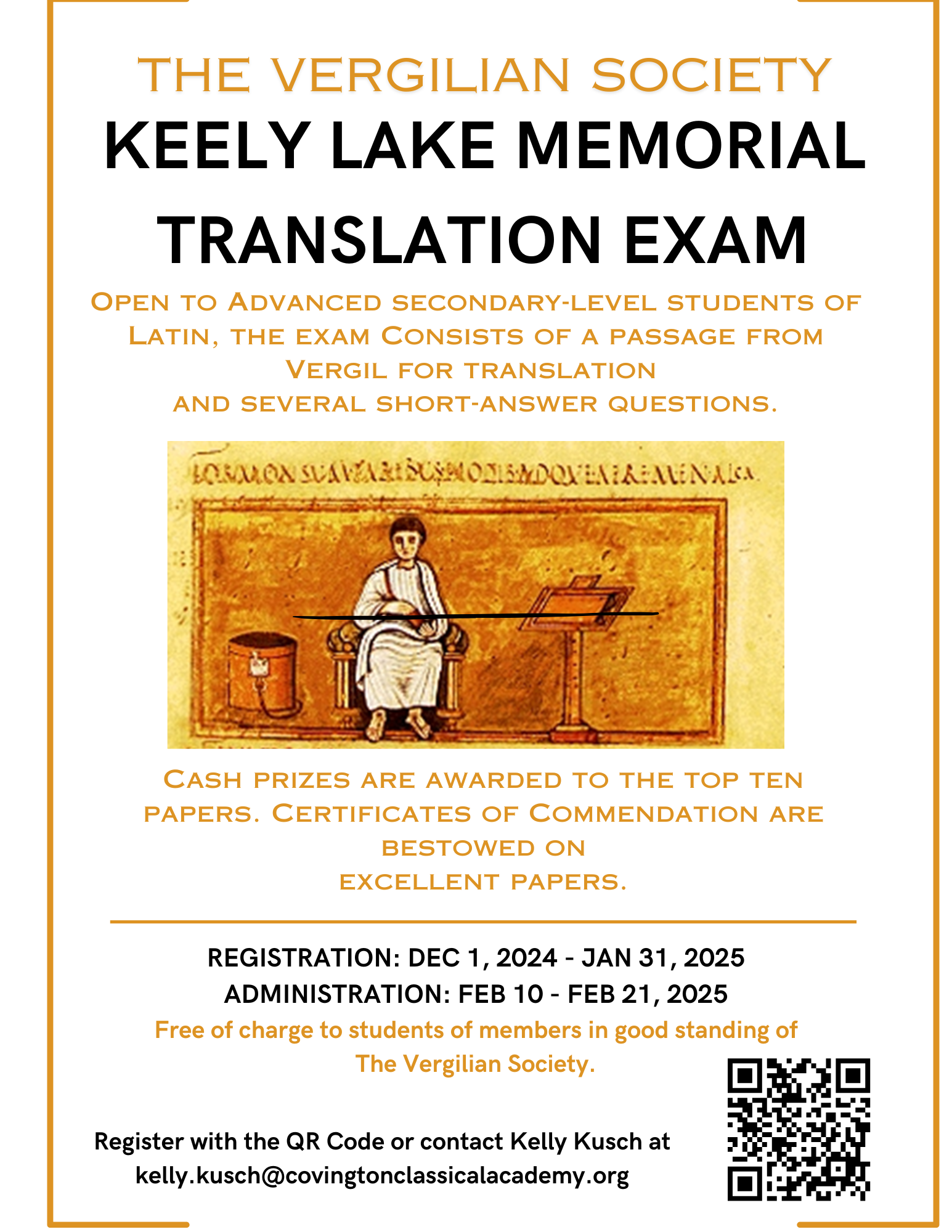 Keely Lake Memorial Translation Exam 2024 flyer